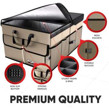 FORTEM Car Trunk Organizer, Collapsible Multi Compartment Car Organizer, Foldable SUV Storage for Ca...
