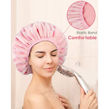 Auban Shower Cap for All Hair Types Waterproof & Stylish