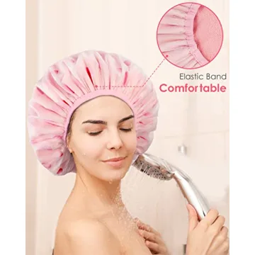 Auban Shower Cap for All Hair Types Waterproof & Stylish