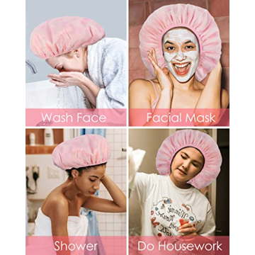 Auban Shower Cap for All Hair Types Waterproof & Stylish