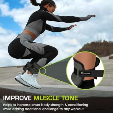 ProsourceFit Ankle / Wrist and Arm / Leg Weights Set of 2, Adjustable Strap 1 lb-5 lb, Adjustable Weight 15 lb, 10 lb, 7 lb for Men and Women