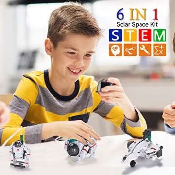 AESGOGO STEM Projects for Kids Ages 8-12, Solar Robot Toys 6-in-1 Science Kits DIY Educational Build...
