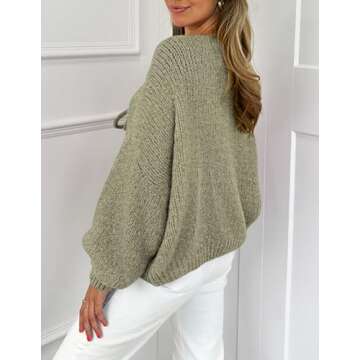 PRETTYGARDEN Women’s Tie Front Bow Cardigan - Cozy Chunky Knit with Puff Sleeves