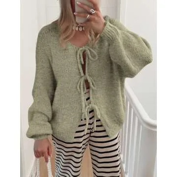 PRETTYGARDEN Women's Trendy Tie Front Cardigan Sweater