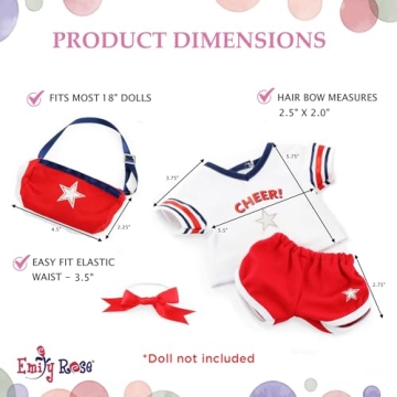 Emily Rose 18 Inch Doll Cheer Outfit Gift Set