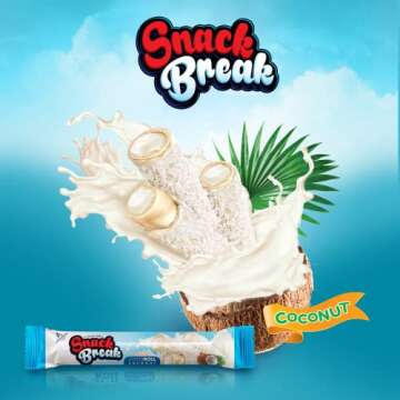 Snack Break Wafer Roll With Coconut - Creamy Coconut Filling - Individually Wrapped - Ready-To-Eat Snack - Gift Snacks For Adults & Kids (Pack of 24)