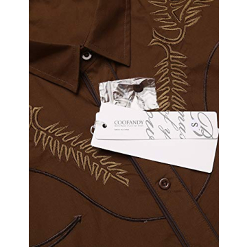COOFANDY Men's Western Cowboy Shirt Long Sleeve Casual