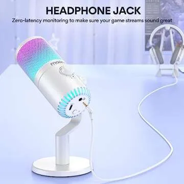 MAONO Gaming Microphone for PC, PS5, PS4, Computer, USB Condenser Mic with Quick Mute, Programmable RGB Lights, Gain, Monitoring for Streaming, Podcast, Twitch, YouTube, Discord, DM30 RGB White