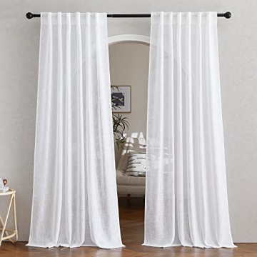 Elegant NICETOWN White Linen Sheer Curtains for Home