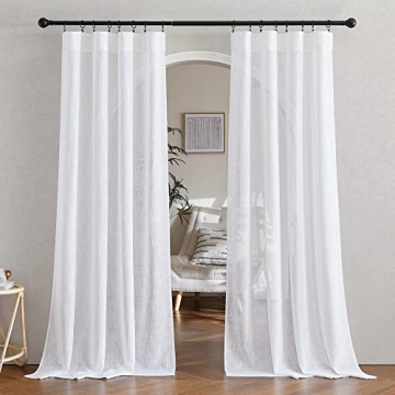 Elegant NICETOWN White Linen Sheer Curtains for Home