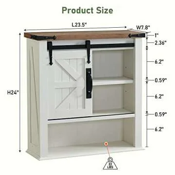 OKD Bathroom Wall Cabinet, Farmhouse Medicine Cabinet with Sliding Barn Door & Adjustable Shelves, S...