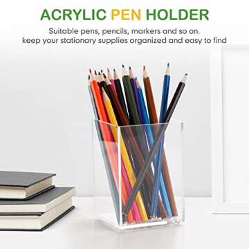 Epakh 5 Pack Clear Acrylic Pencil Holder for Organization