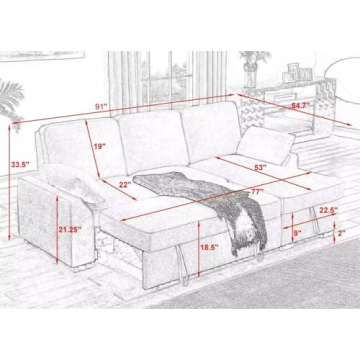 Versatile L-Shaped Sleeper Sofa with USB Ports