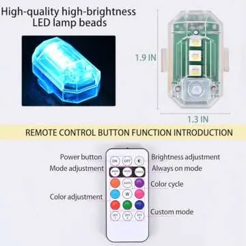 4PCS USB Rechargeable LED Strobe Lights with Remote
