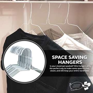 100 Wire Hangers - White Metal Hangers in Bulk - 18 Inch Thin Standard Dry Cleaner Coated Steel