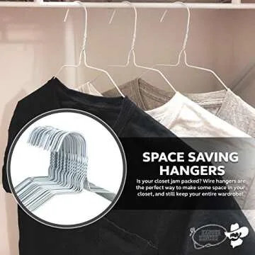 100 Wire Hangers - White Metal Hangers in Bulk - 18 Inch Thin Standard Dry Cleaner Coated Steel