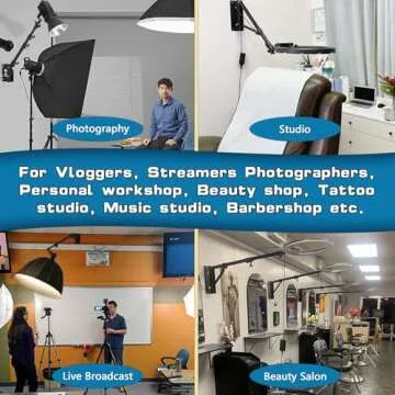 Wall Mount Triangle Boom Arm, 180º Flexible Rotation, Save Space, for Ring Light, Photography Strobe Light, Monolight, Softbox, Umbrella and Reflector