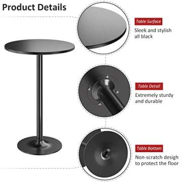 Furmax Round Pub Table - Modern Design and Easy Assembly