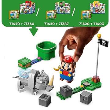 LEGO Super Mario Rambi The Rhino Expansion Set 71420, Game Inspired Building Toy Set to Combine with a Starter Course, This Collectible Super Mario Bros Toy Makes a Great Gift for Kids Ages 7 and Up