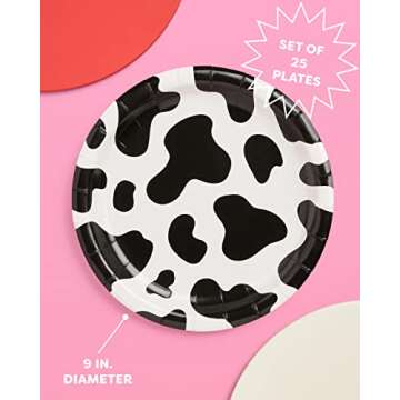 xo, Fetti Cow Print Paper Plates - 25 pk, 9" | Bachelorette Party Decorations, Last Rodeo, Cowboy Bi...