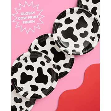 xo, Fetti Cow Print Paper Plates - 25 pk, 9" | Bachelorette Party Decorations, Last Rodeo, Cowboy Birthday Party, Western Baby Shower