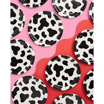 xo, Fetti Cow Print Paper Plates - 25 pk, 9" | Bachelorette Party Decorations, Last Rodeo, Cowboy Birthday Party, Western Baby Shower