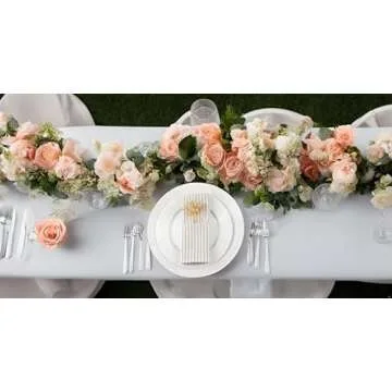 INFEI Plain Striped Cotton Linen Blended Dinner Cloth Napkins - Set of 12 (40 x 30 cm) - for Events & Home Use (Beige)