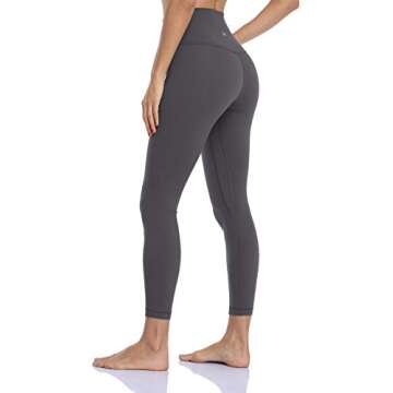 HeyNuts Hawthorn Athletic Women's High Waisted Yoga Leggings, Buttery Soft Workout Pants Compression 7/8 Leggings with Inner Pockets Graphite Grey_25'' XS(0/2)