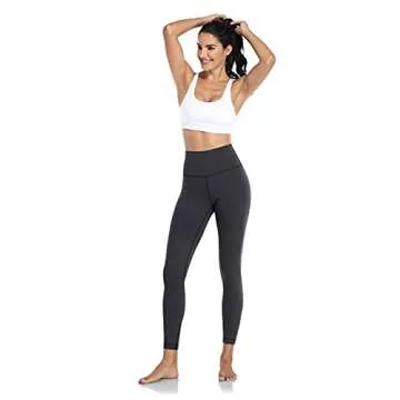 HeyNuts Hawthorn Athletic Women's High Waisted Yoga Leggings, Buttery Soft Workout Pants Compression 7/8 Leggings with Inner Pockets Graphite Grey_25'' XS(0/2)