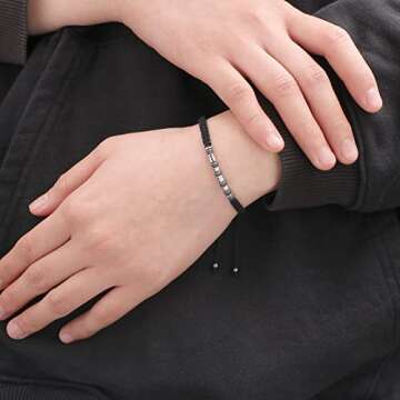 JoycuFF Inspirational Bracelets for Women Men Morse Code Gifts for Daughter Sister Best Friends Unique Handmade Encouragement Never Give Up Birthday Christmas Thanksgiving Day Jewelry