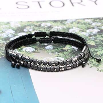 JoycuFF Inspirational Bracelets for Women Men Morse Code Gifts for Daughter Sister Best Friends Unique Handmade Encouragement Never Give Up Birthday Christmas Thanksgiving Day Jewelry