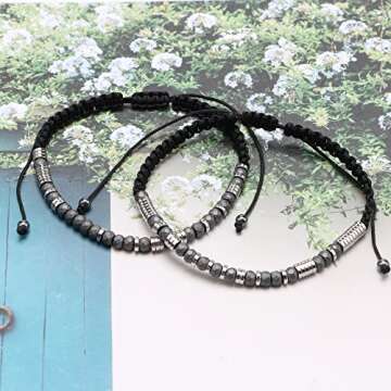 JoycuFF Inspirational Bracelets for Women Men Morse Code Gifts for Daughter Sister Best Friends Unique Handmade Encouragement Never Give Up Birthday Christmas Thanksgiving Day Jewelry