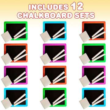 ArtCreativity Neon Chalkboard Set for Kids - 12 Kits - 1 Mini Chalk Board, 2 Chalk Sticks, and 1 Era...