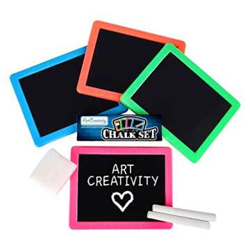 ArtCreativity Neon Chalkboard Set for Kids - 12 Kits - 1 Mini Chalk Board, 2 Chalk Sticks, and 1 Eraser Per Kit - Art Birthday Party Favors for Boys and Girls, Unique Stationery Goodie Bag Fillers