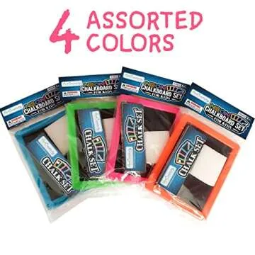 ArtCreativity Neon Chalkboard Set for Kids - 12 Kits - 1 Mini Chalk Board, 2 Chalk Sticks, and 1 Eraser Per Kit - Art Birthday Party Favors for Boys and Girls, Unique Stationery Goodie Bag Fillers