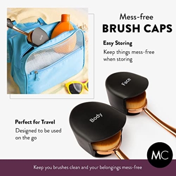 Mothercould Sunscreen Brush Set - Lotion Applicator for Kids, Babies, Families, and Adults | Safe for Face & Body | Travel-Friendly Design with Protective Caps & Cleaning Mat (2 Pack) (Black)