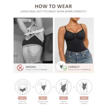 FeelinGirl Seamless Body Shaper Tummy Control Shapewear Bodysuit for Women Waist Shaper Black XS-S