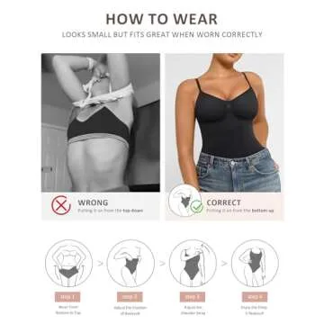 FeelinGirl Seamless Body Shaper Tummy Control Shapewear Bodysuit for Women Waist Shaper Black XS-S