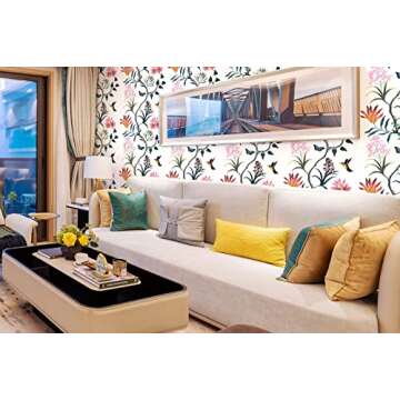 KUKANTST Floral and Bird Peel and Stick Wallpaper 17.7x78.7