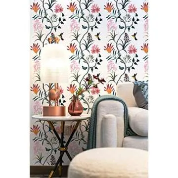 KUKANTST Floral and Bird Peel and Stick Wallpaper 17.7x78.7