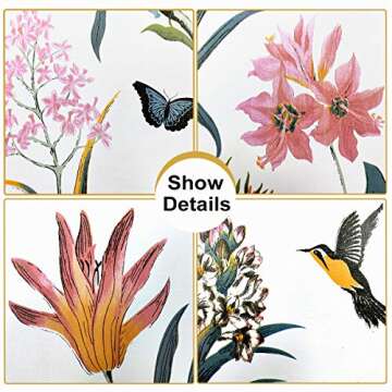KUKANTST Floral and Bird Peel and Stick Wallpaper 17.7x78.7