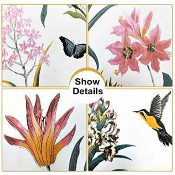KUKANTST Floral and Bird Peel and Stick Wallpaper 17.7x78.7