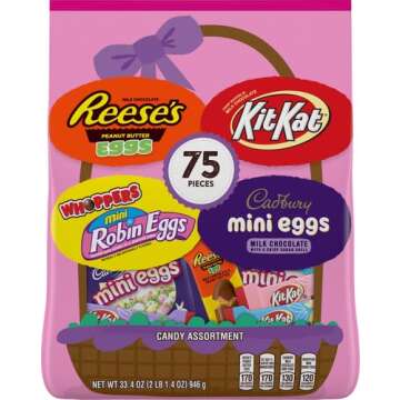 HERSHEY'S Chocolate Assortment Treats, Easter Candy, 33.4 oz Bulk Variety Bag (75 Pieces)