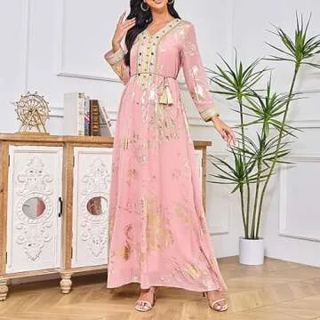 BNisBM Satin Robe Women's Chiffon Kaftan Abaya Dress