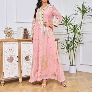 BNisBM Satin Robe Women's Chiffon Kaftan Abaya Dress