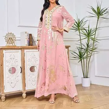 BNisBM Satin Robe Women's Chiffon Kaftan Abaya Dress