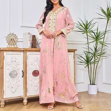 BNisBM Satin Robe Women's Chiffon Kaftan Abaya Dress