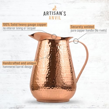 Handmade Pure Copper Pitcher for Water Cocktails Ayurveda