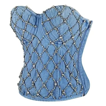 ELLACCI Women's Rhinestone Corset Top for Parties