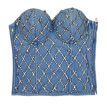 ELLACCI Women's Rhinestone Corset Top for Parties